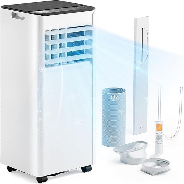 Climatiseur mobile 9000 BTU (+30m²) 2,6 kW (avec télécommande), climatiseur portable quatre en un, fonctionnement silencieux, écran LED, minuterie 24 heures